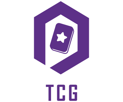 Logo violet représentant une carte à jouer avec une étoile au centre et les lettres TCG en dessous.

Description générée par IA