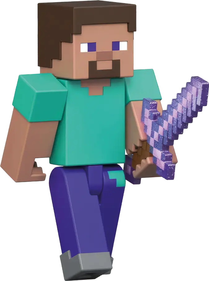 Un personnage en style pixelisé porte un t-shirt turquoise, un pantalon violet et tient une épée brillante violette en marchant.

Description générée par IA