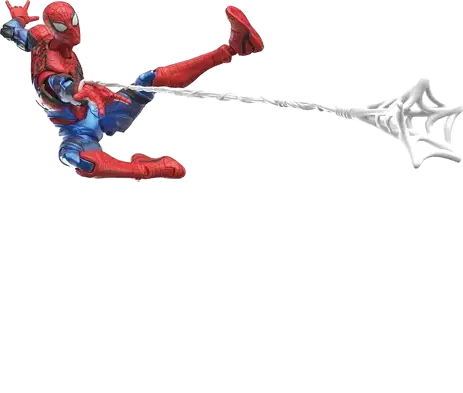 Un personnage en costume de Spider-Man est suspendu dans les airs en lançant une toile d'araignée.

Description générée par IA